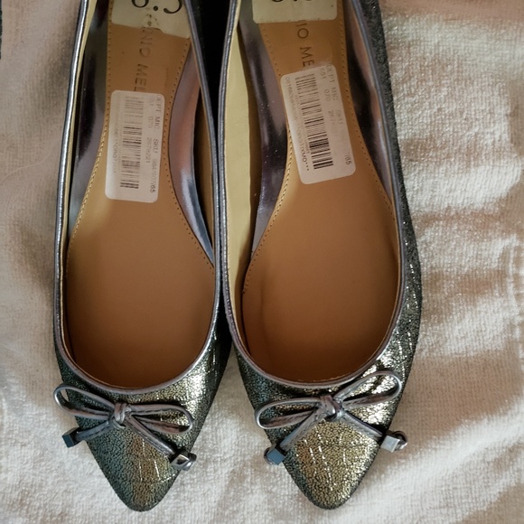 Metallic (gold/silver) Antonio Melanie Flats 8.5M with bow New - Picture 3 of 5